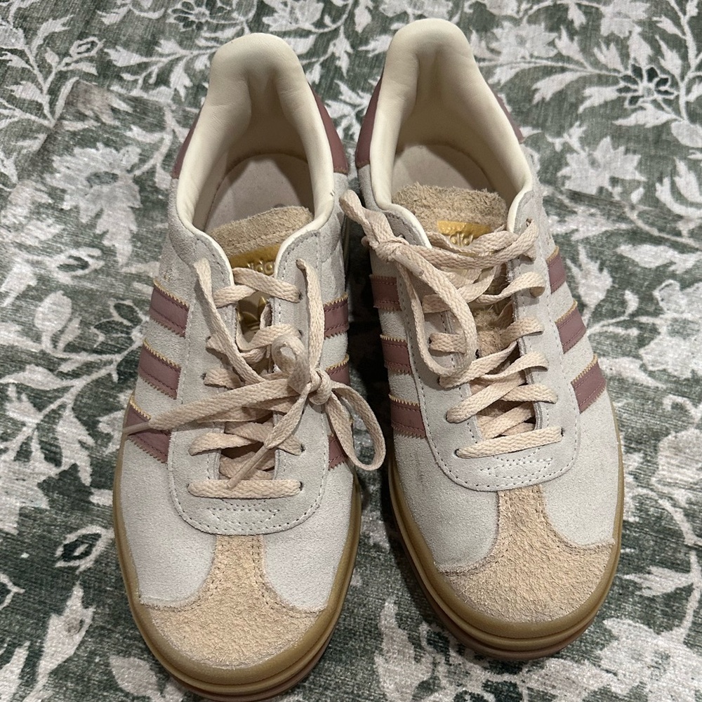 Adidas Gazelle Platform Sneakers in Cream and Pink - Picture 4 of 4